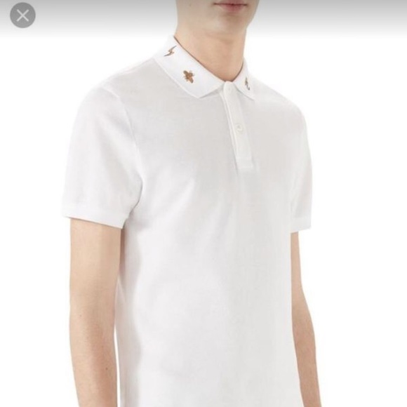 Gucci Gold embroidered collard shirt